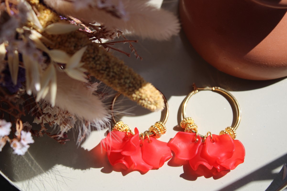 Boucles Flowers rouge